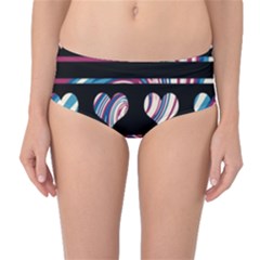 Colorful Harts Pattern Mid-waist Bikini Bottoms