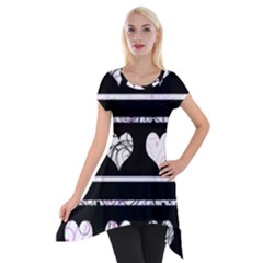 Elegant Harts Pattern Short Sleeve Side Drop Tunic