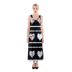 Elegant Harts Pattern Sleeveless Maxi Dress