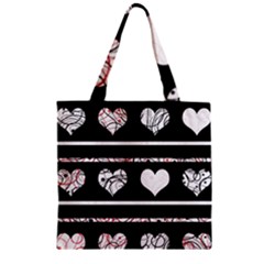 Elegant Harts Pattern Zipper Grocery Tote Bag by Valentinaart