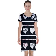 Elegant Harts Pattern Short Sleeve Nightdress