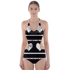 Elegant Harts Pattern Cut-out One Piece Swimsuit