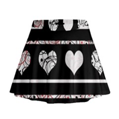 Elegant Harts Pattern Mini Flare Skirt