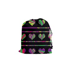 Colorful Harts Pattern Drawstring Pouches (small)  by Valentinaart