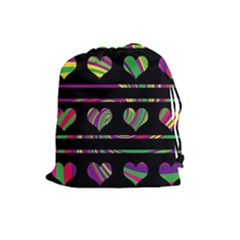 Colorful Harts Pattern Drawstring Pouches (large)  by Valentinaart