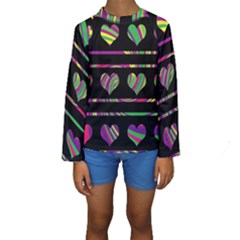 Colorful Harts Pattern Kids  Long Sleeve Swimwear by Valentinaart