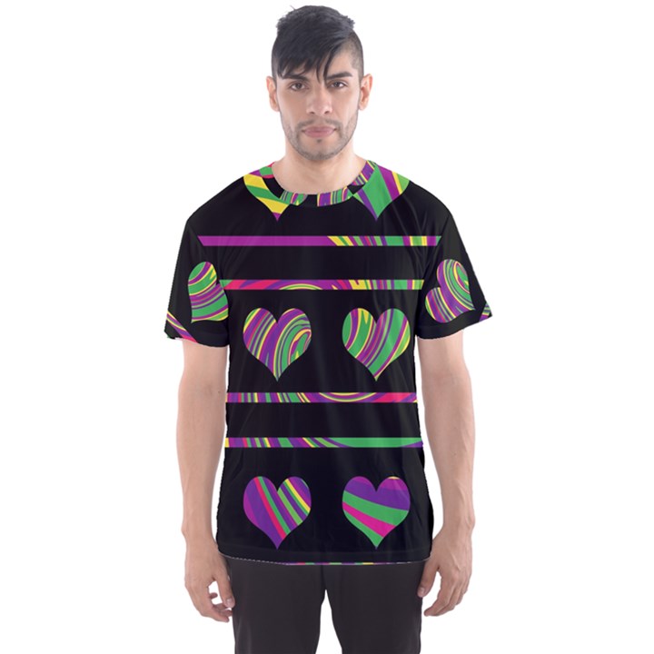 Colorful harts pattern Men s Sport Mesh Tee