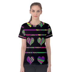 Colorful Harts Pattern Women s Cotton Tee