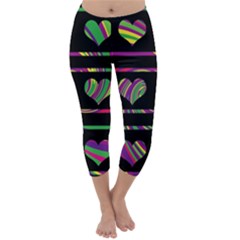 Colorful Harts Pattern Capri Winter Leggings  by Valentinaart