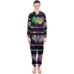 Colorful Harts Pattern Hooded Jumpsuit (ladies) 