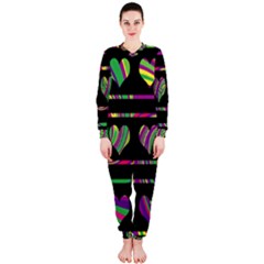 Colorful Harts Pattern Onepiece Jumpsuit (ladies)  by Valentinaart