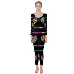 Colorful Harts Pattern Long Sleeve Catsuit