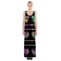 Colorful Harts Pattern Maxi Thigh Split Dress by Valentinaart