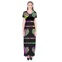 Colorful Harts Pattern Short Sleeve Maxi Dress by Valentinaart