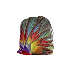 Fractal Bird Of Paradise Drawstring Pouch (medium) by WolfepawFractals