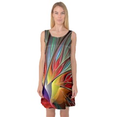 Fractal Bird Of Paradise Sleeveless Satin Nightdress by WolfepawFractals