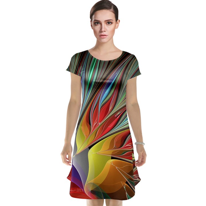 Fractal Bird of Paradise Cap Sleeve Nightdress