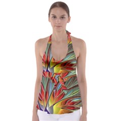 Fractal Bird Of Paradise Babydoll Tankini Top by WolfepawFractals