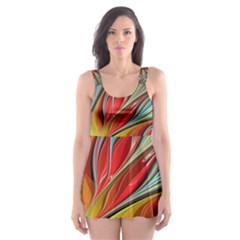 Fractal Bird Of Paradise Skater Dress Swimsuit