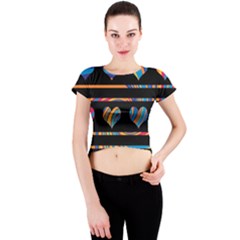 Colorful Harts Pattern Crew Neck Crop Top by Valentinaart