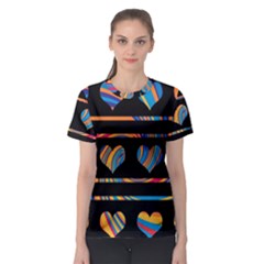 Colorful Harts Pattern Women s Sport Mesh Tee