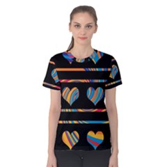 Colorful Harts Pattern Women s Cotton Tee