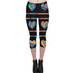 Colorful Harts Pattern Capri Leggings 