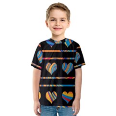 Colorful Harts Pattern Kids  Sport Mesh Tee