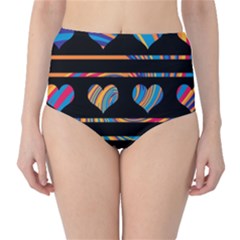 Colorful Harts Pattern High-waist Bikini Bottoms