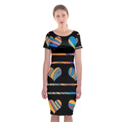 Colorful Harts Pattern Classic Short Sleeve Midi Dress by Valentinaart