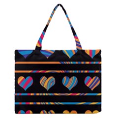 Colorful Harts Pattern Medium Zipper Tote Bag by Valentinaart