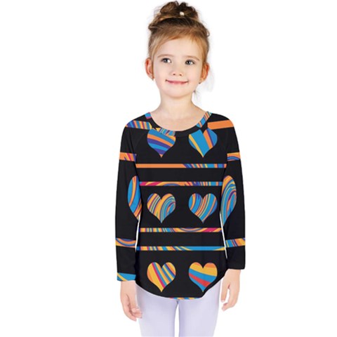 Colorful Harts Pattern Kids  Long Sleeve Tee by Valentinaart