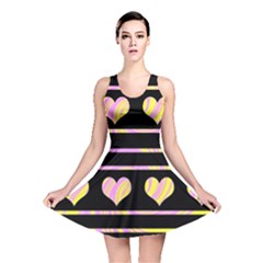 Pink And Yellow Harts Pattern Reversible Skater Dress