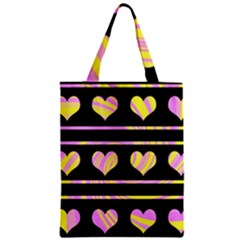 Pink And Yellow Harts Pattern Zipper Classic Tote Bag