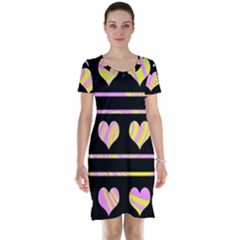 Pink And Yellow Harts Pattern Short Sleeve Nightdress