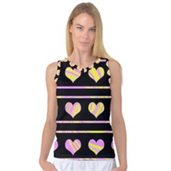 Pink And Yellow Harts Pattern Women s Basketball Tank Top by Valentinaart