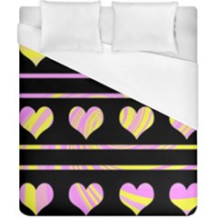 Pink And Yellow Harts Pattern Duvet Cover (california King Size) by Valentinaart