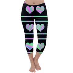 Pastel Harts Pattern Capri Winter Leggings 