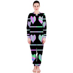 Pastel Harts Pattern Onepiece Jumpsuit (ladies)  by Valentinaart