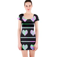 Pastel Harts Pattern Short Sleeve Bodycon Dress by Valentinaart