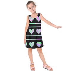 Pastel Harts Pattern Kids  Sleeveless Dress by Valentinaart