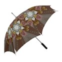 Elegant Antique Pink Kaleidoscope Flower Gold Chic Stylish Classic Design Straight Umbrellas View2