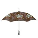 Elegant Antique Pink Kaleidoscope Flower Gold Chic Stylish Classic Design Straight Umbrellas View3