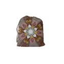 Elegant Antique Pink Kaleidoscope Flower Gold Chic Stylish Classic Design Drawstring Pouches (Small)  View2