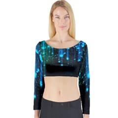 Abstract Stars Falling Wallpapers Hd Long Sleeve Crop Top by Brittlevirginclothing