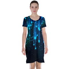 Abstract Stars Falling Wallpapers Hd Short Sleeve Nightdress by Brittlevirginclothing