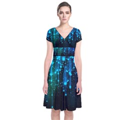 Abstract Stars Falling Wallpapers Hd Short Sleeve Front Wrap Dress by Brittlevirginclothing