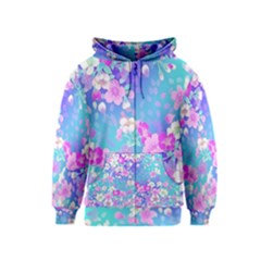 Colorful Pastel  Flowers Kids  Zipper Hoodie by Brittlevirginclothing