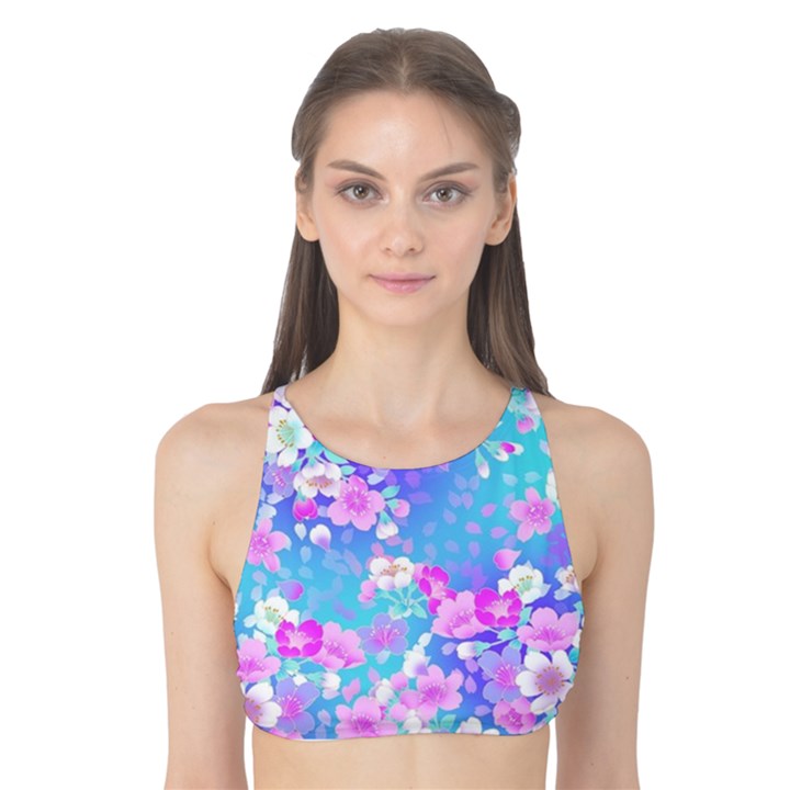 colorful pastel  flowers Tank Bikini Top