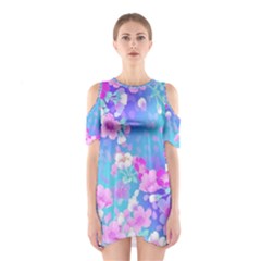 Colorful Pastel  Flowers Shoulder Cutout One Piece by Brittlevirginclothing